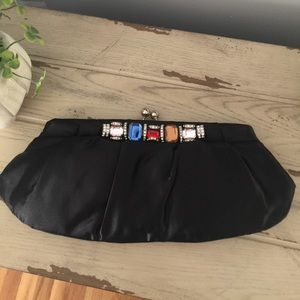 New Black Evening Clutch Purse Handbag with Stones